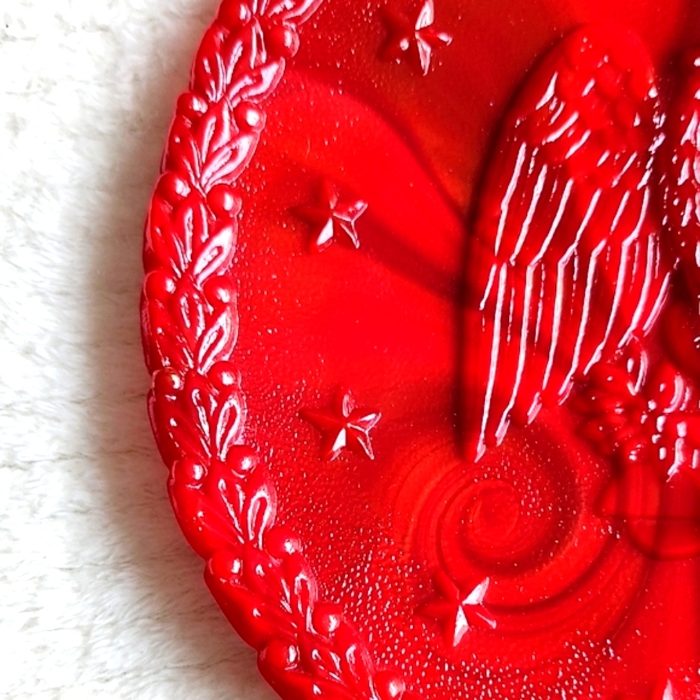 Fenton Red Glass Plate with Eagle Design - Picture 3 of 5